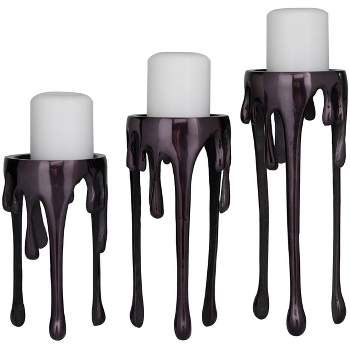 Set of 3 Metal Drip Candle Holder with Melting Designed Legs Black – CosmoLiving by Cosmopolitan