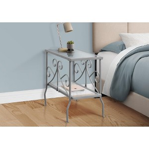 ?Vynxaria Elegant Accent Table with Clear Tempered Glass and White Metal Frame - 1 of 4