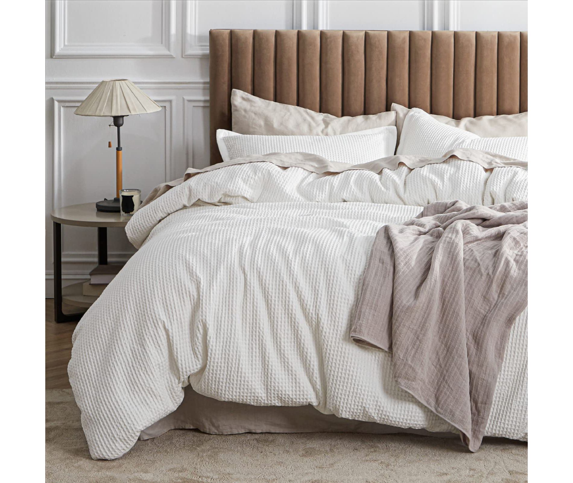 Bedsure Cotton Duvet Cover Bedding Set 100 Percent Cotton Waffle Weave GentleSoft Breathable All Season OEKO-TEX Certified Christmas Gift