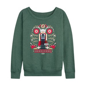Women's - Marvel - Thor Nutcracker Lightweight French Terry Wide Neck Long Sleeve Graphic Shirt - 1 of 4