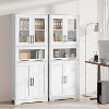 TROPOW da bagno alto da 170 cm, con ante e ripiano regolabile, sottile bianco, con 5 scomparti, per bagno, soggiorno, cucina (60 x 30 x 170 cm) - 2 of 4