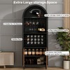 ORRD 71" Farmhouse Arched Bar Cabinet with Wine Rack & Glass Holder, Tall Liquor Storage Cabinet for Living or Dining Room - 4 of 4