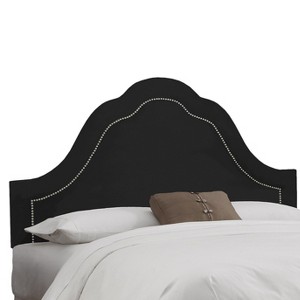Skyline Custom Upholstered Arch Inset Nail Button Headboard - Twin - Skyline Furniture , Velvet Black
