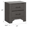 Vynxaria Modern Farmhouse 2-Drawer Nightstand, Stone Brown Finish, 23.0"W×15.5"D×24.0"H, No Assembly Required, Easy Care - 3 of 4
