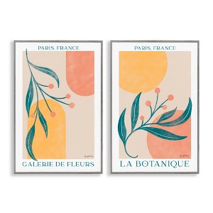 Stupell Industries Botanicals over Geometrics 2pc Framed Giclee Art Set - 1 of 4