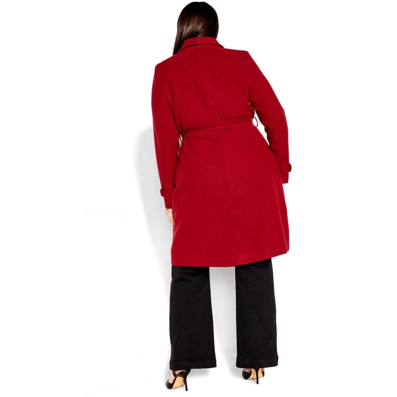 Women's Plus Size So Sleek Coat - true red | CITY CHIC, 2 of 4