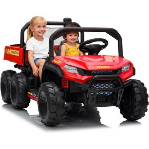 24V 4WD All-Terrain Kids Electric Ride-on Dump Truck,2-Seater with Remote Control,Dump Bed - 1 of 4