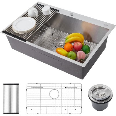 Coucheta Drop-In Kitchen Sink, Topmount Single Bowl with Accessories - for Indoor & Outdoor Use