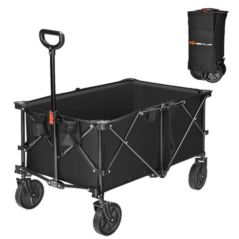 Indoor Outdoor Utility Cart w/ 360-Degree Wheels, Adjustable Handle 