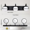 PAKOKULA 27.95 in. 3-Light Black Wall Sconce with White Globe Shades and Black Trim - 3 of 4