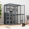 Catio Outdoor Cat Enclosure with Double Doors, Grey Weatherproof Pine Wood Cat House with Climbing Shelves & 7 Modular Play Boxes - Nertpow - 2 of 4