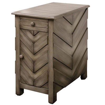 Chevron Chairside Table with Tray and Charging Station Brown - Stylecraft