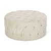 Grungis Velvet Round Benches,Modern Comfy Upholstered Ottoman,Ottoman Bench for Living Room,Bedroom - 4 of 4