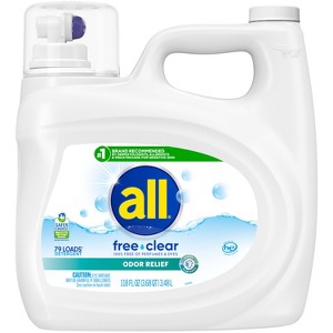 All Ultra Free Clear Odor Relief HE Liquid Laundry Detergent - 79 Loads - 1 of 4