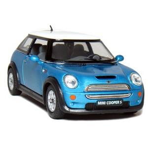 KiNSMART Mini Cooper S 5inch 1:28 Scale Die Cast Metal Model Toy Cars Blue - 1 of 3