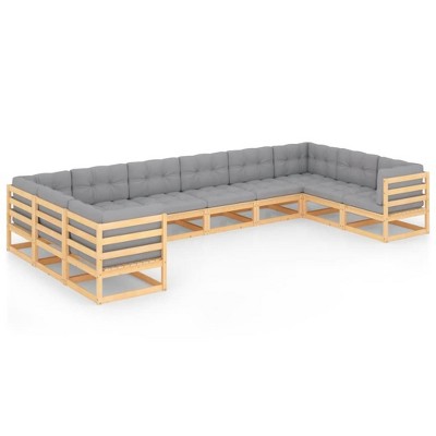 vidaXL Patio Lounge Set Outdoor Loveseat Sofa Set with Cushions Poly Rattan - Natural With Cushions