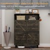 Vynxaria Farmhouse Shoe Storage Cabinet: Barn Door Design, 2 Flip Drawers, Freestanding Narrow Rack with Hooks for Entryway, Foyer, Hallway (Dark Oak) - 4 of 4