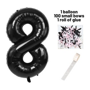 Aghana Digitals 40 Inch Black Aluminum Number Balloon with Bow Ribbon & Glue Point - 1 of 2