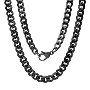 Steeltime Men's stainless steel black ip curb necklace chain. Size Options: 24", 30" - 1 of 2
