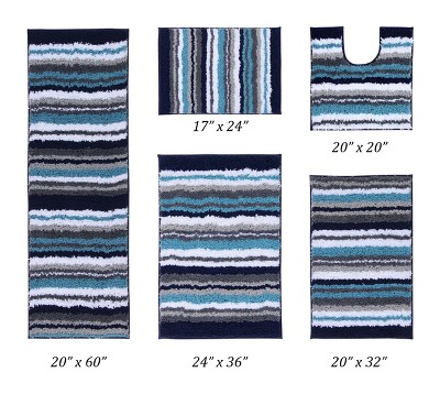 17 X 24  20 X 20 Griffie Collection Blue & Gray 100% Polyester  Rectangle Bath Rug - Better Trends : Target