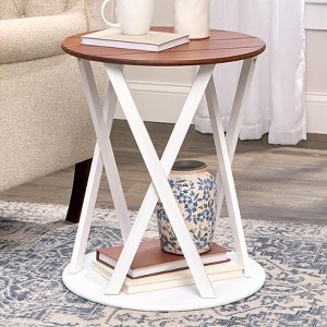 The Lakeside Collection Round Two Tone Rustic Style Accent Table 19" Dia x 21.5"H - 1 of 4