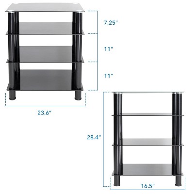 Black Tempered Glass 4-Shelf AV Media Stand
