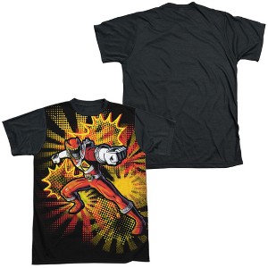 Men's Power Rangers Red Ranger Burst Short Sleeve Costume T-Shirt - 1 of 4