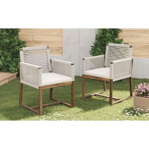 NicBex Polyester Patio Dining Chairs Set of 2,Outdoor Chairs with Rope Design Back and Arms,Kitchen Chairs for Dining Room,Backyard - 1 of 4