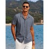 COOFANDY Men's Casual Button Down Short Sleeve Linen Beach Cuban Vacation Textured Shirts with Pocket - 4 of 4