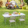 Osparple Folding Outdoor Dining Table,Rectangle Portable Patio Table with Carrying Handle,White - 2 of 4
