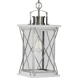 Progress Lighting Barlowe 1-Light Outdoor Hanging Lantern, Stainless Steel, Seeded Glass - 1 of 2