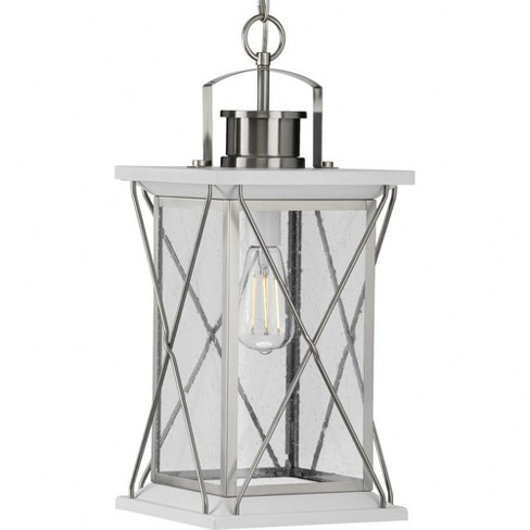 Progress Lighting Barlowe 1-Light Outdoor Hanging Lantern, Stainless Steel, Seeded Glass - image 1 of 2