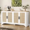 Natural Rattan 4-Door Sideboard Buffet Cabinet, Entryway Console Table, Coffee Bar, and Storage Buffet for Dining Room, Kitchen, and Living Room - 3 of 4