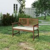 HOMLUX Outdoor 2-Seat Garden Bench Porch Chair with Removable Cushion, Weatherproof - 3 of 4