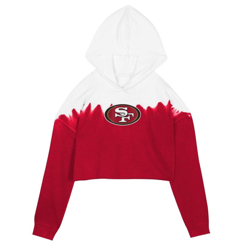 NFL San Francisco 49ers Girls&#39; Crop Hooded Sweatshirt, 2 of 4