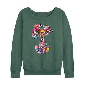 Women's - Peanuts - Snoopy Silhouette Pattern Lightweight French Terry Slouchy - 1 of 4