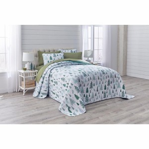 BrylaneHome 3 Piece Microfleece Christmas Bedspread Set - 1 of 4