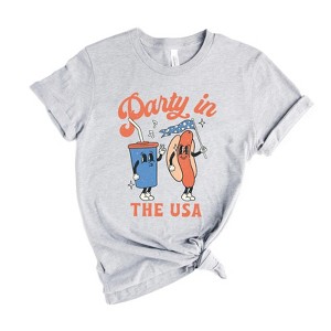 Simply Sage Market Women's Party In The USA Hot Dog Short Sleeve Graphic Tee - 1 of 2