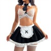 Clotth Women's Elegant Lace  Lingerie Set - Lace Bralette with Choker, High-Waisted Skirt with Stocking, Black and White - 4 of 4