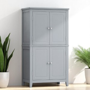 4-Door Storage Cabinet with Adjustable Shelves, MDF Frame, Anti-Tipping Design, and Easy Assembly for Bathroom, Office, or Living Room - 1 of 4