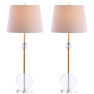 34" (Set of 2) Spencer Crystal/Metal Table Lamp (Includes LED Light Bulb) Clear - JONATHAN Y