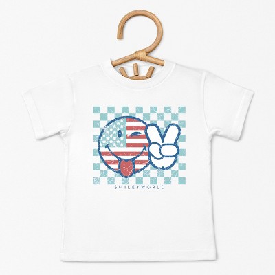 The Juniper Shop SmileyWorld Patriotic Checkered Peace Toddler Short Sleeve Tee