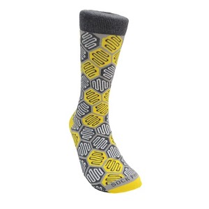 Yellow and Gray Hexagon Pattern Socks from the Sock Panda (Men's Sizes Adult Large) - 1 of 4