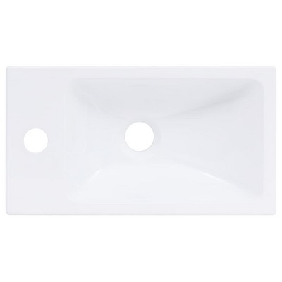 White SMC Rectangular Bathroom Wash Basin with Faucet Hole