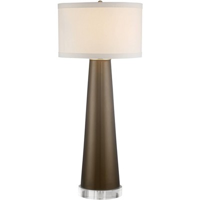 Possini Euro Design Karen Dark Gold Glass Table Lamp With 8" Wide Round Riser