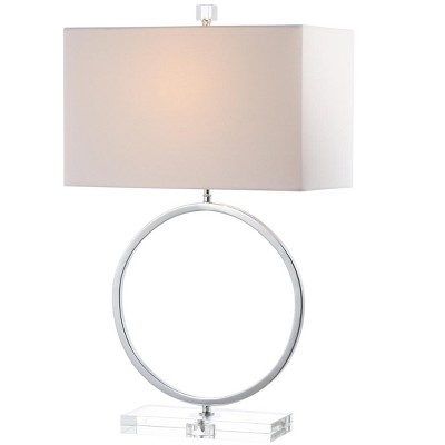 Phoenix 26" Chrome and White Cotton Table Lamp Set