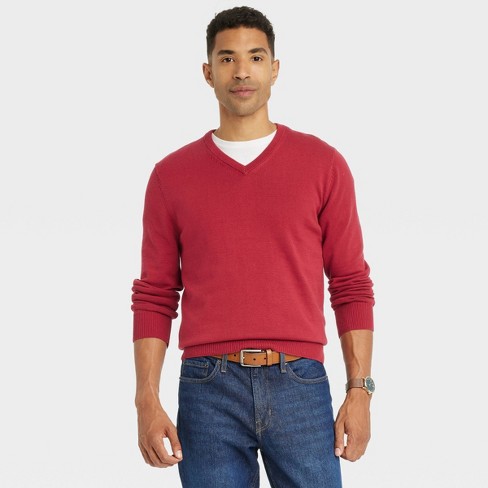 Basic Cashmere Pullover, Mens V-neck Wool Sweater