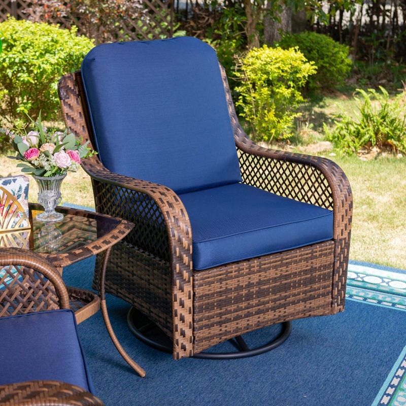 3pc Patio Conversation Set with Rocking Swivel Chairs &#38; Table - Captiva Designs, 4 of 10