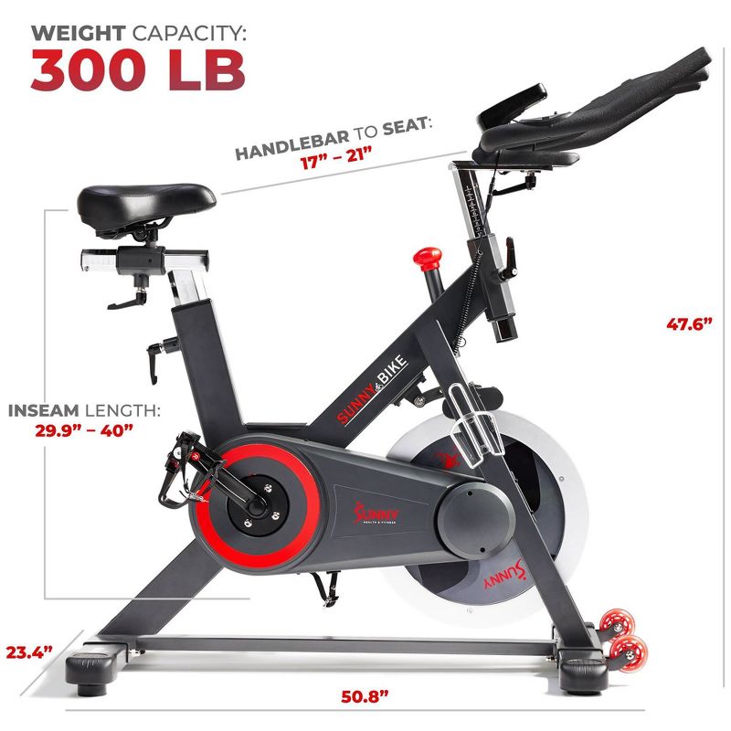 Sunny Health &#38; Fitness Premium Indoor Cycling Smart Stationary Bike with Exclusive SunnyFit App - Black, 5 of 11