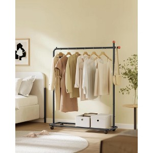 SONGMICS HOME Clothes Rack, Clothes Rail on Wheels, Portable Garment Rack, with 1 Clothes Hanging Rail, Matchstick-Shaped Hooks, Ink Black - 1 of 4
